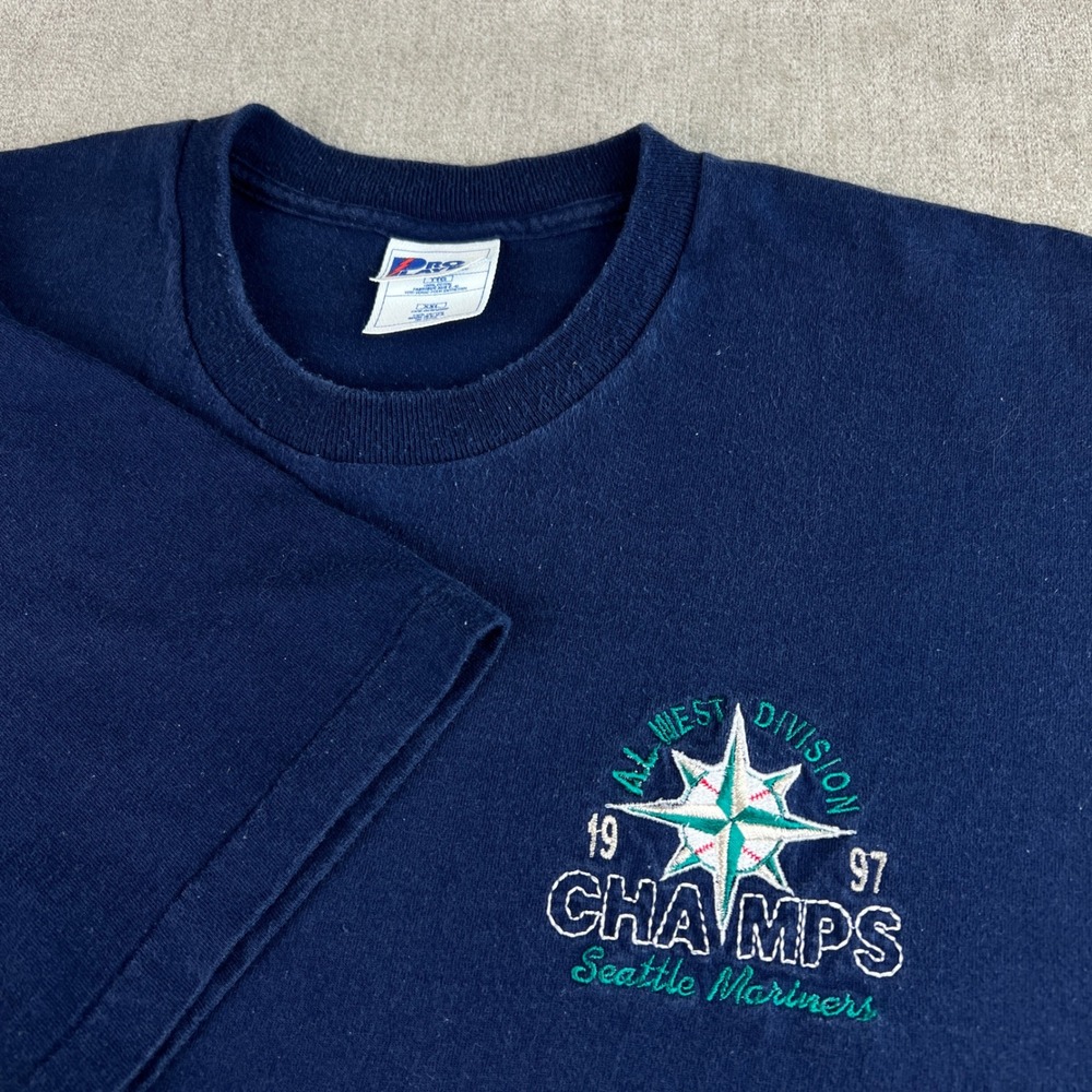 Vintage Pro Player Seattle Mariners T-Shirt Men 2XL Blue 1997 West Champs MLB